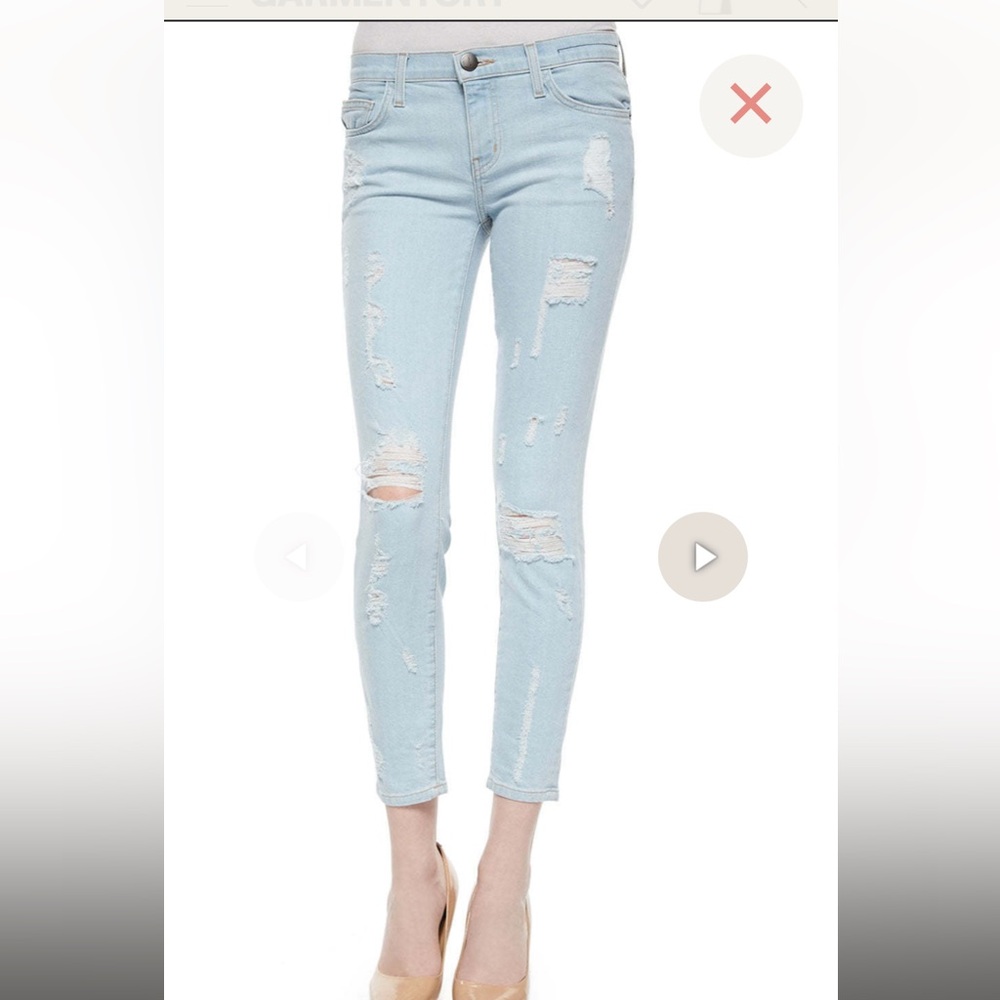 Current/Elliott Light Wash Distressed Skinny Jeans